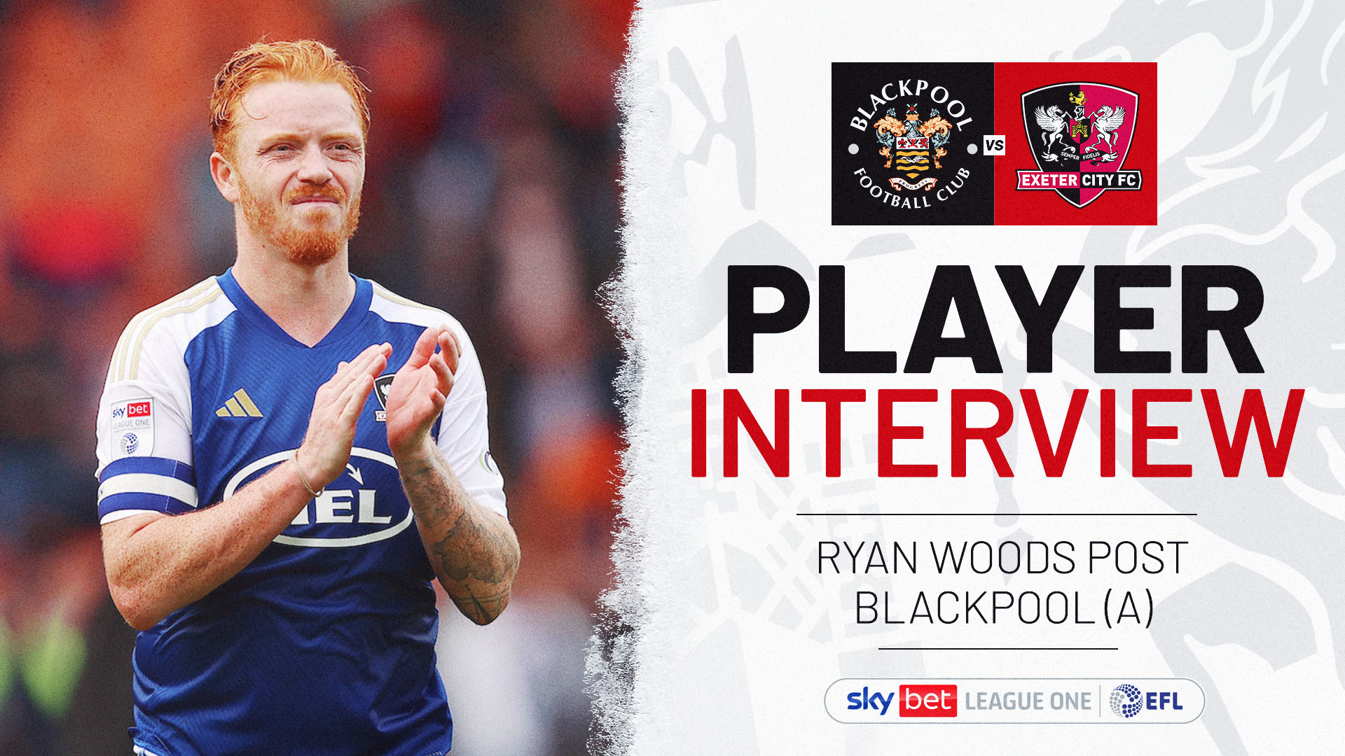 Ryan Woods post match interview image against Blackpool